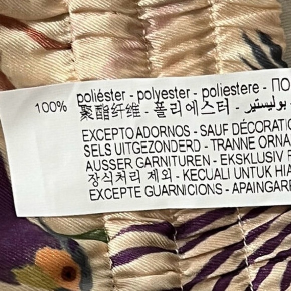 Zara Chinoiserie Silky Bird Floral Print Drawstring Wide Leg Cropped Pants - S - Picture 7 of 8